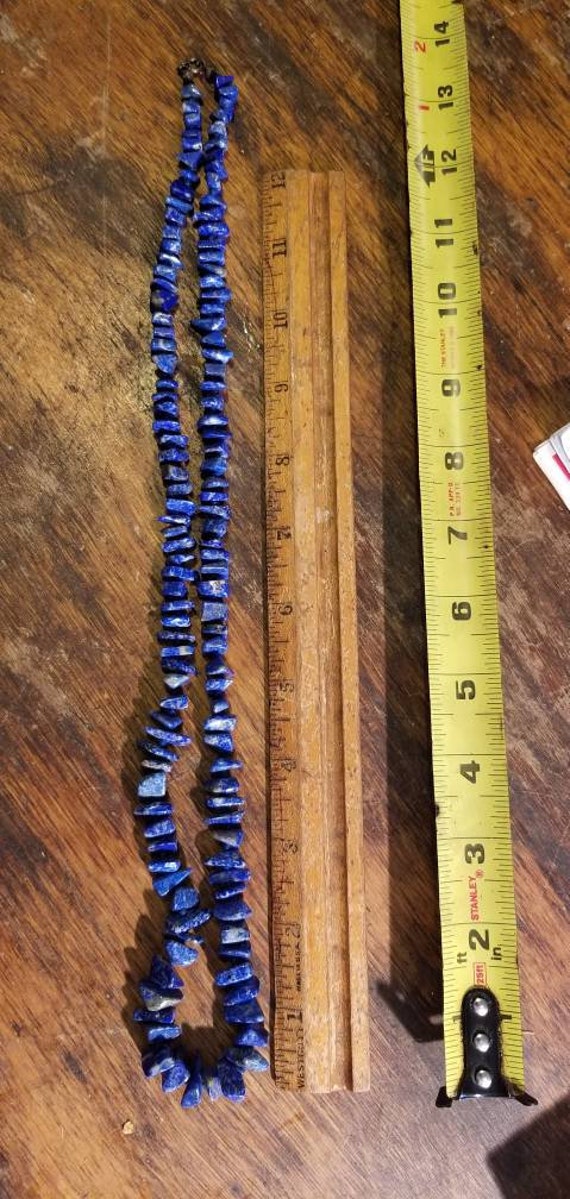 Long beaded chunky lapis lazuli necklace