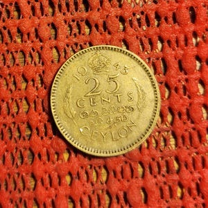 Ceylon 25 cents 1943 coin