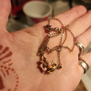 Enameled flower pendant with chain