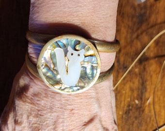 cute mother of pearl cat cuff bracelet