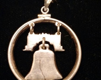Sale! Silver Liberty Bell cut coin Pendant