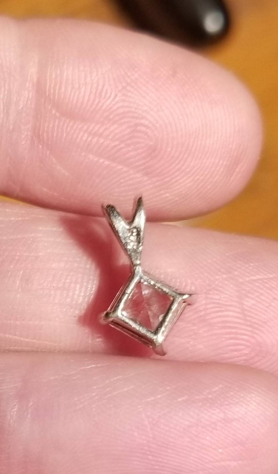 Simple sterling diamond drop pendant - image 4