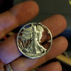Standing Liberty silver cut coin pendant 1941 USA coin | Etsy