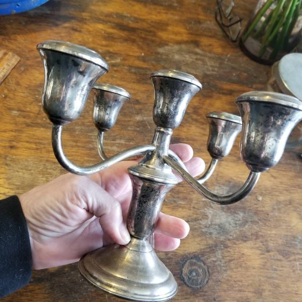 AMC Sterling Silver vintage 5 branch weighted candelabra