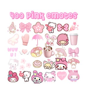 400 Pink Emotes Pack l For Discord and Twitch l Cute and Kawaii l Emojis, Png, Stickers, Stream