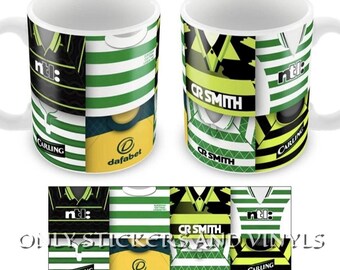 Taza de cerámica con diseño retro de la camiseta del Celtic, regalo perfecto para aficionados, ideal para café o té.