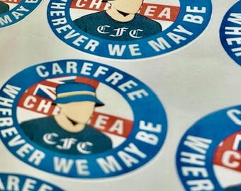 Chelsea Circular Carefree Wherever You May Be Self Adhesives Football Stickers Labels
