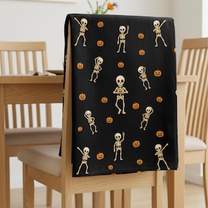 Essuie-mains de danse squelette d&#39;Halloween - Déco de cuisine noire à imprimé citrouille