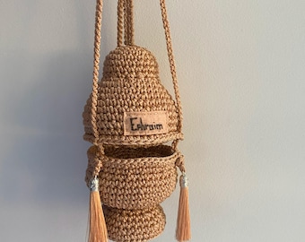 Gehaakte orthodoxe wierookbrander met bellen en kwastjes - Aangepaste naam, goudkleurige handgemaakte wierookbrander