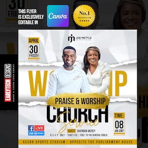 Editable Church Flyer Template: Canva Design for Revival, Prayer (Instant Download)
