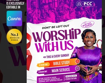 Editable Church Flyer Template: Canva Design for Revival, Prayer (Instant Download)