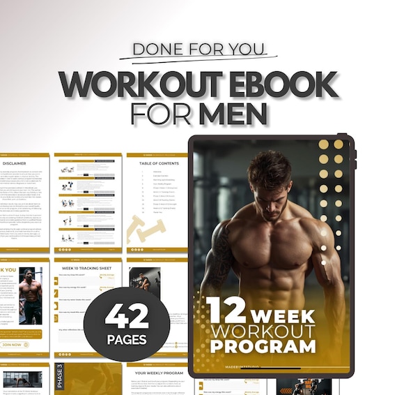 12 Week Workout Program for Men | Digital Fitness Ebook | Training Guide PDF