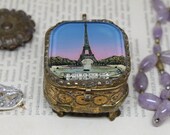 French antiques Paris metal glass jewel box 1890s boudoir jewelry box shabby cabinet