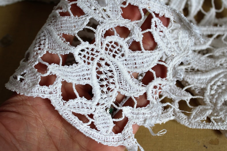 French antique large floral cotton lace 1920s lace wedding romantic shabby chic cottage collection