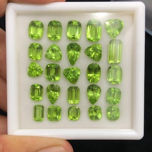 Natural Apple Green Peridot 43 Carats | Faceted Loose Gemstone from Supat Mine Pakistan | August Birthstone | Jewelry Making