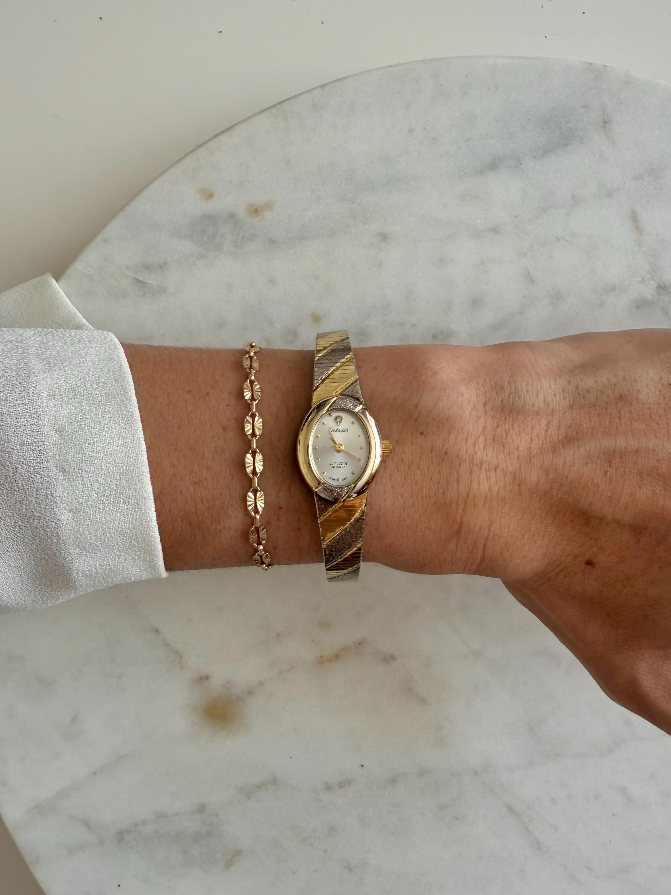 Elgin Diamond Accent Quartz Wristwatch Gold Oval Dress Analog with Box Sold out ❌ Vintage ladies main image 2