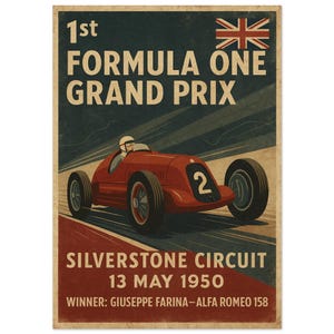 Silverstone 1950 Poster – Vintage Formula 1 Print | First F1 World Championship Race Wall Art image 3