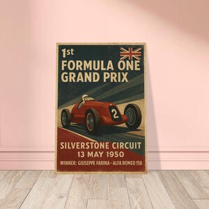 Silverstone 1950 Poster – Vintage Formula 1 Print | First F1 World Championship Race Wall Art image 2