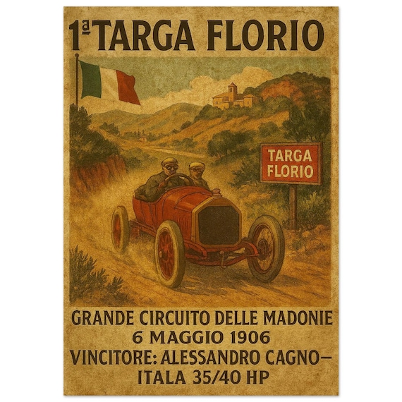 Targa Florio 1906 – Poster d'epoca di sport motoristici - Etsy Italia