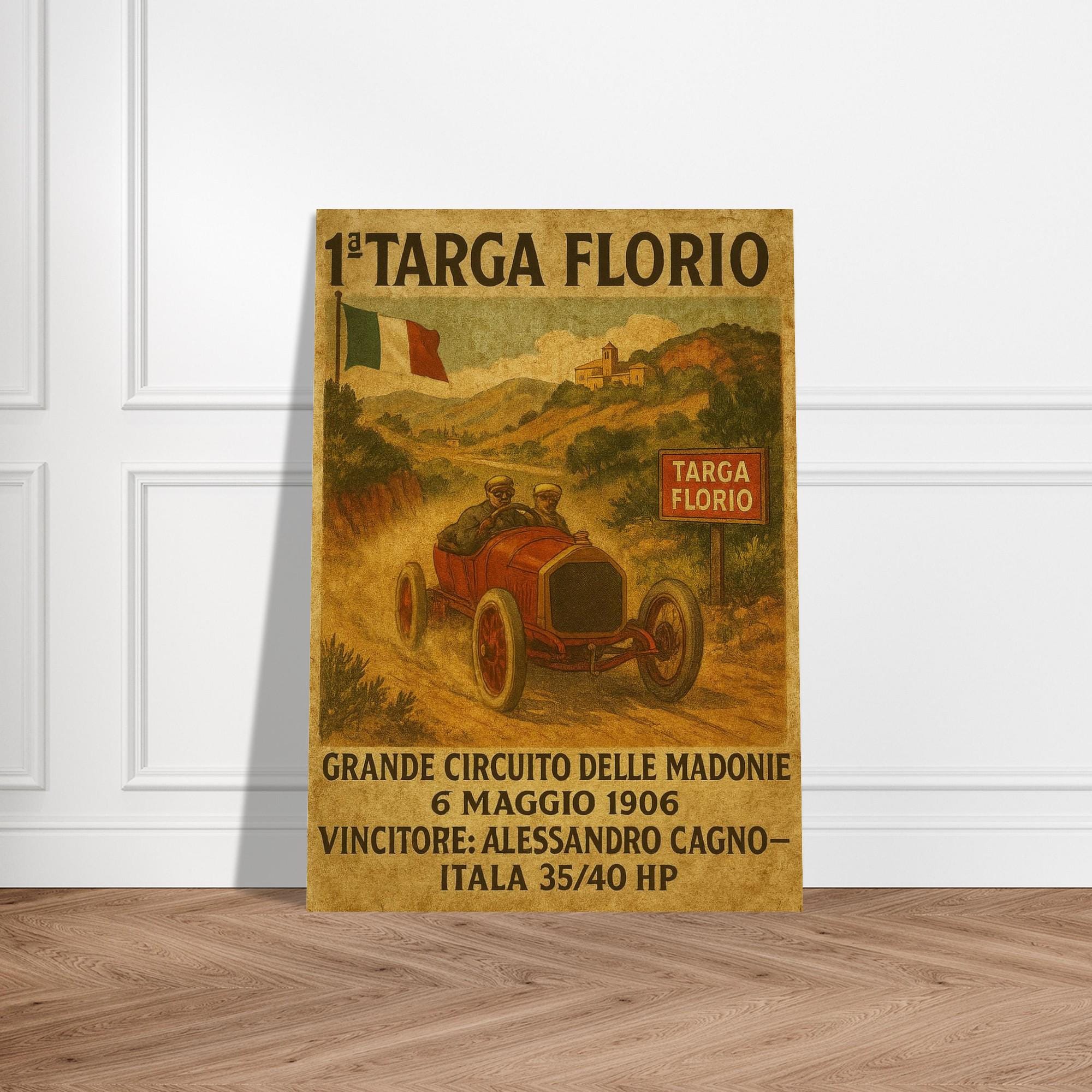 Poster Publicitaire Targa Florio – Automobile, 40x60 Cm, Fabriqué En Italie