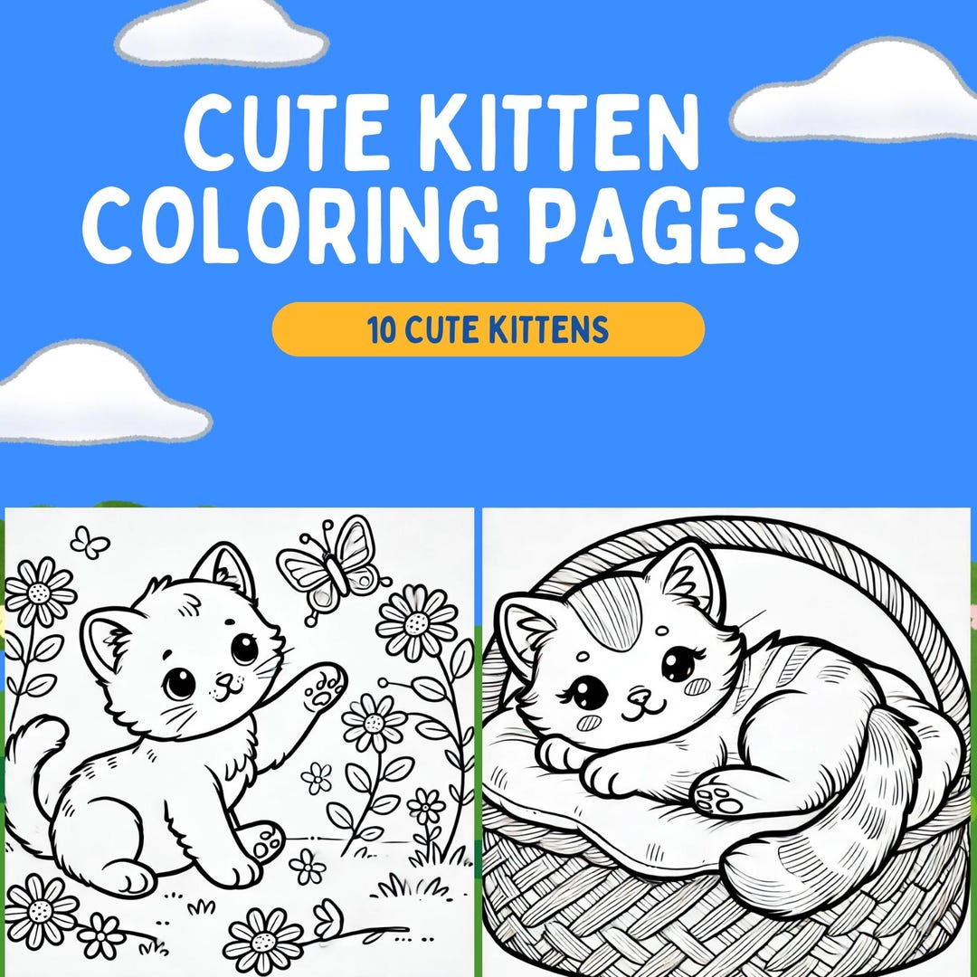 Cute Kittens Coloring Pages – 10 Printable Designs for Cat Lovers - Etsy