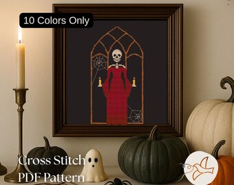 Halloween Skeleton Cross Stitch Pattern: Bone Duchess (Digital PDF)