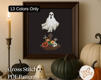 Halloween Ghost Cross Stitch Pattern: Spooky Spirit (Digital PDF)