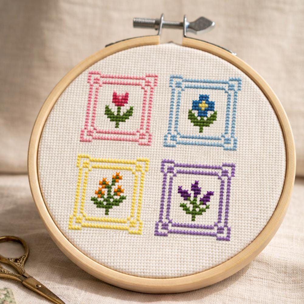 クロスステッチの花柄 - Etsy 日本