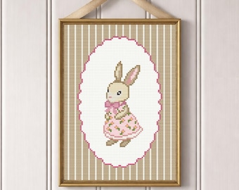 Easter Bunny Cross Stitch Pattern for Beginners – Spring & Nursery Decor (PDF Download)