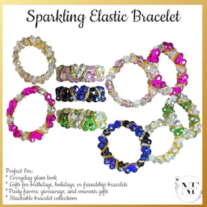 Sparkling Crystal Beaded Bracelet: Handmade Elastic Stretch, Colorful Glass