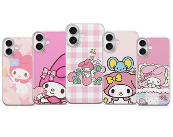 Funda de conejito rosa kawaii para iPhone 17 Pro Max, 16, 15 Plus, 14, 13, 12, XR y Samsung S25, S24, A56, A55, Pixel 10, 9 Pro