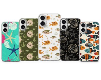 Fish Ocean Aesthetic Phone Case for iPhone 17 Pro Max, 16, 15 Plus, 14, 13, 12, XR & Samsung S25, S24, A56, A55, Pixel 10, 9 Pro