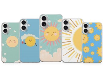 Funda con diseño de sol para iPhone 17 Pro Max, 16, 15 Plus, 14, 13, 12, XR y Samsung S25, S24, A56, A55, Pixel 10, 9 Pro