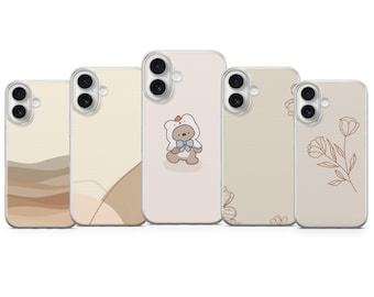 Simple Beige Aesthetic Phone Case for iPhone 17 Pro Max, 16, 15 Plus, 14, 13, 12, XR & Samsung S25, S24, A56, A55, Pixel 10, 9 Pro