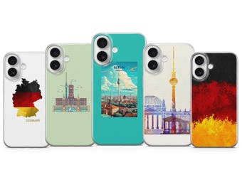 Jolie coque de téléphone esthétique de voyage en Allemagne pour iPhone 17 Pro Max, 16, 15 Plus, 14, 13, 12, XR et Samsung S25, S24, A56, A55, Pixel 10, 9 Pro