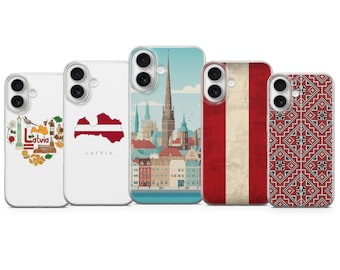 Funda con diseño de viaje a Letonia para iPhone 17 Pro Max, 16, 15 Plus, 14, 13, 12, XR y Samsung S25, S24, A56, A55, Pixel 10, 9 Pro