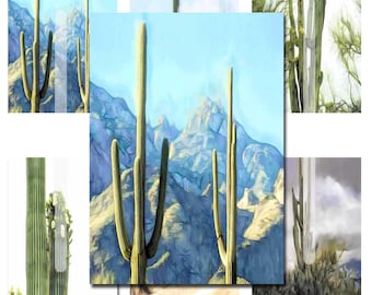 Arizona Desert Cactus - Art for ACEO cards (Digital Downloads) Saguaro Graphics