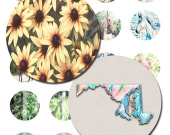 Maryland US State Map Art - Collage Sheet: Printable Circle, Square & Dominoes Images (Digital Download)