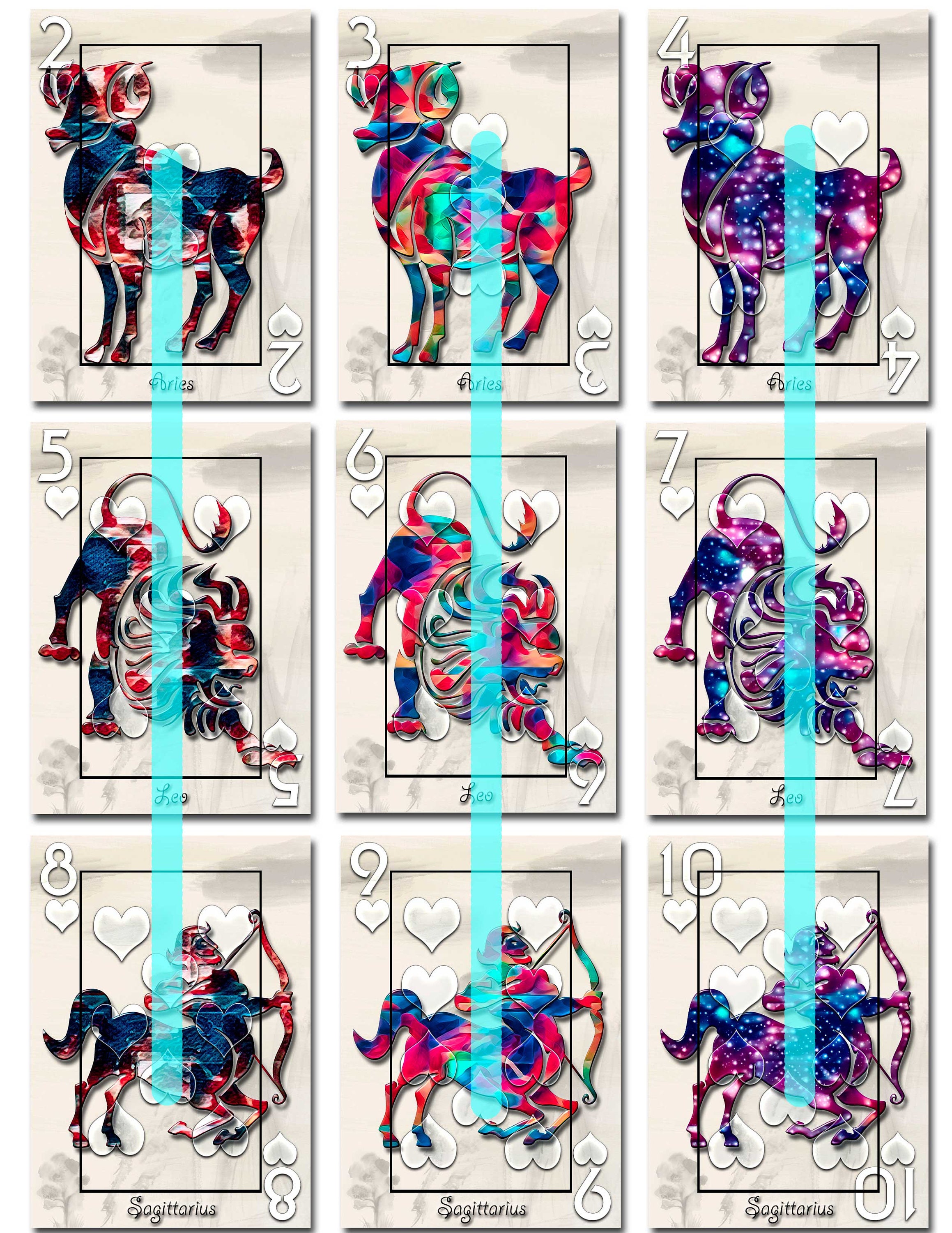 Zodiac Signs Art II Playing Cards 2.5x3.5 inchInstant Etsy