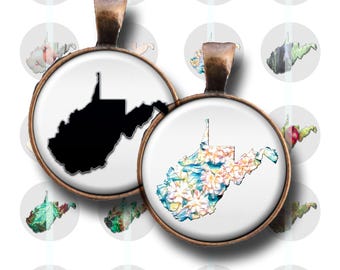 West Virginia US State Map Art - Collage Sheet: Printable Circle & Square Images (Digital Download)