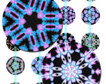 Mandala Cabochon Candy Colors Kaleidoscopes Art  - Instant Download Digital Art Saguaro Graphics