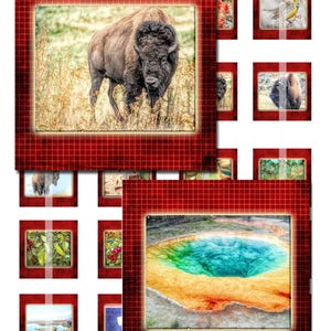 Art de carte d'état de carte du Wyoming - carrés de 1,5 & 1,0 pouces, conceptions d'art pour des pendentifs, autocollants, scrapbooking, aimants, graphiques de Saguaro