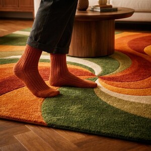 Organic Modern Rug - Earth Tone Wave Design image 4