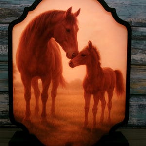 Rustic Horse & Pony LED Table Lamp – Warm Farmhouse Night Light for Horse Lovers