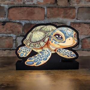 Handmade Turtle Night Light, Cute Sea Turtle Desk Lamp for Kids Room, Ocean Nursery Decor, Animal Lover Gift, Bedside Light ,office desk.