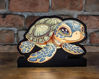 Sea turtle Night Light: Ocean Nursery Decor, LED Desk Lamp