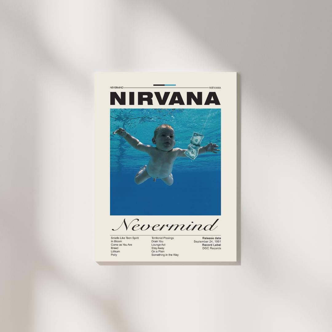 Nirvana Nevermind Album Cover Art Print: 90s Grunge Music (digital ...