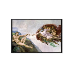 Creation of Adam Art | Michelangelo Renaissance Painting | Sistine Chapel Digital Print | Classical Fine Art Poster | Museum Masterpiece