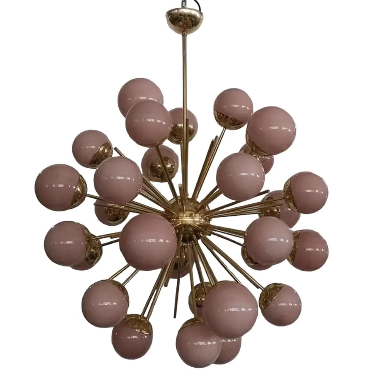 Mid Century Modern Sputnik Chandelier | Pink Opal Glass Globe Pendant ...