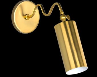 Modern Wall Fixture: Mid Century Brass wall Sconce, Lighting Fixtures Spot Light